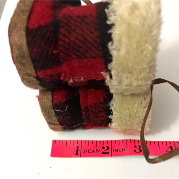 Vintage Babies' First Christmas Miniature Plaid Fur-Lined Boot Ornament - Picture 10 of 10